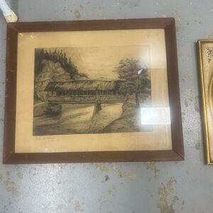 Framed Vintage Artwork with Wooden Frame